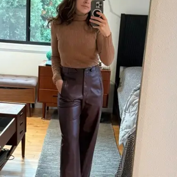 Tanya Taylor Camel Turtleneck Sweater LARGE Bodycon Merino Wool Designer $400 - Picture 5 of 10